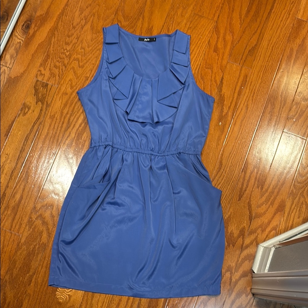 Papaya Blue Sleeveless Halter Sheath Mini Dress